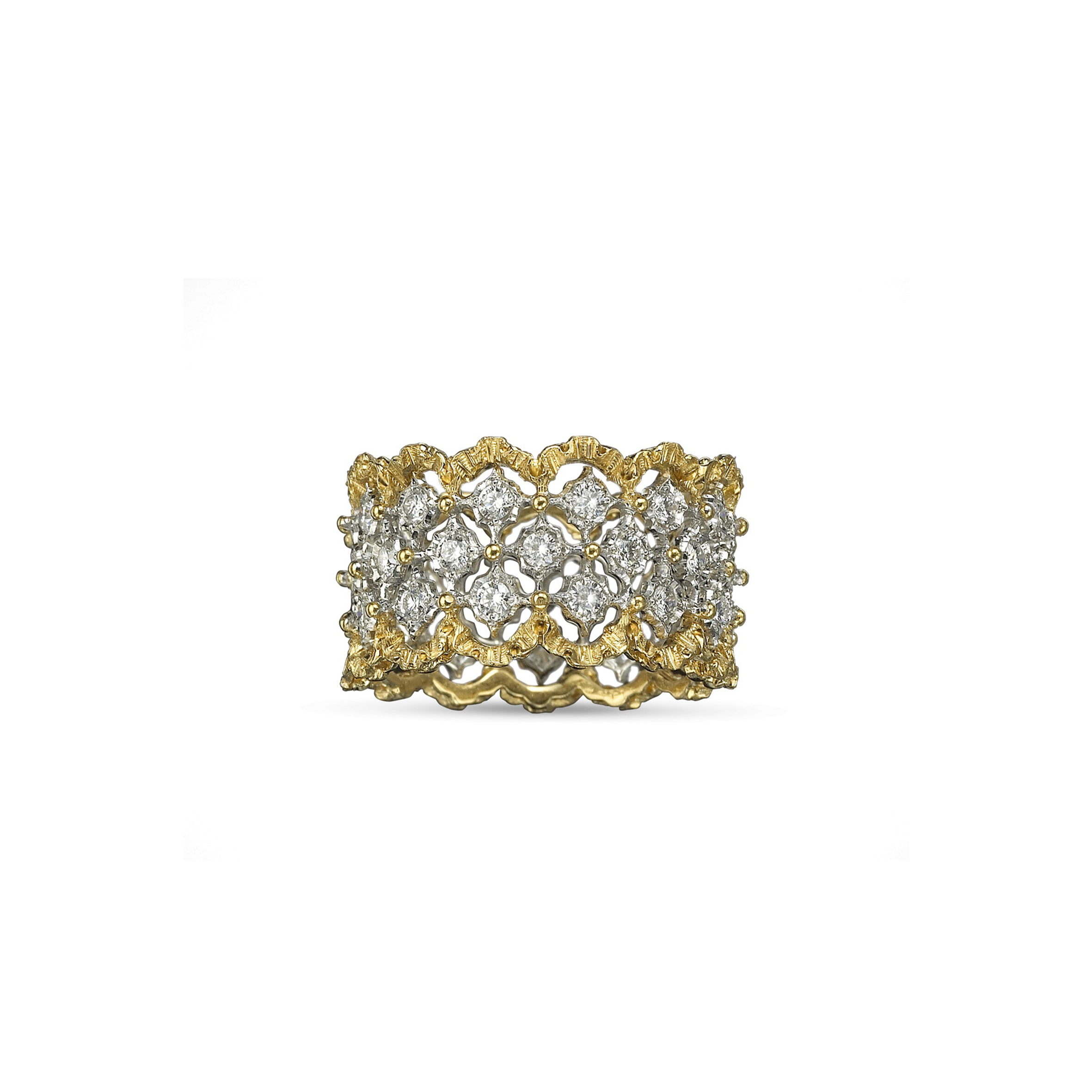 BUCCELLATI ROMBI WHITE AND YELLOW GOLD ETERNELLE RING JAUETE005788